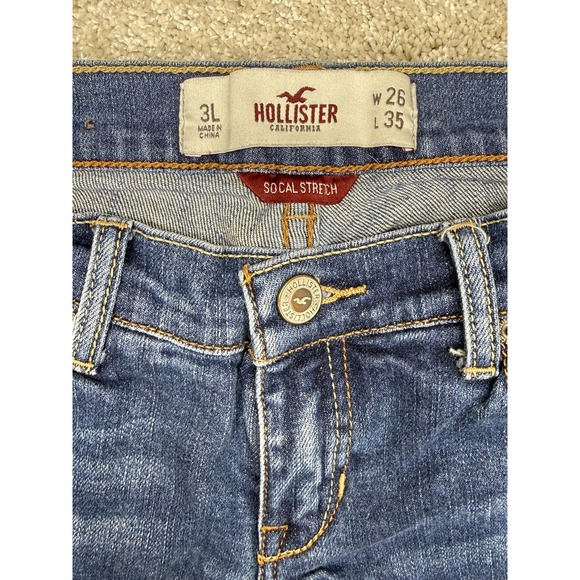 Hollister SoCal Stretch Jeans Juniors 3L Blue Low Rise Bootcut Medium Wash Denim - Picture 3 of 10